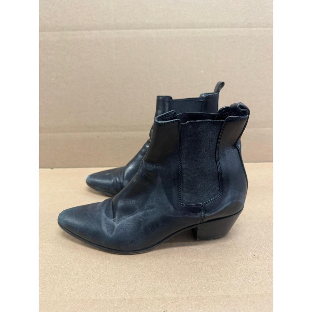 Saint Laurent Leather Pointed Toe Pull On Chelsea Boots Black Women Size 37.5 EU - Picture 5 of 13